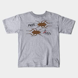 Free Bugs Not Hugs Cockroach Funny Halloween Kids T-Shirt